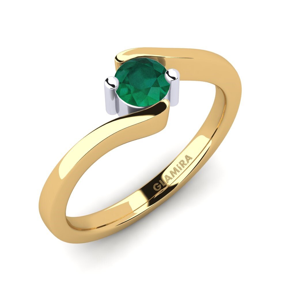 14ct Yellow / White Gold Emerald Engagement Ring Bridal Element