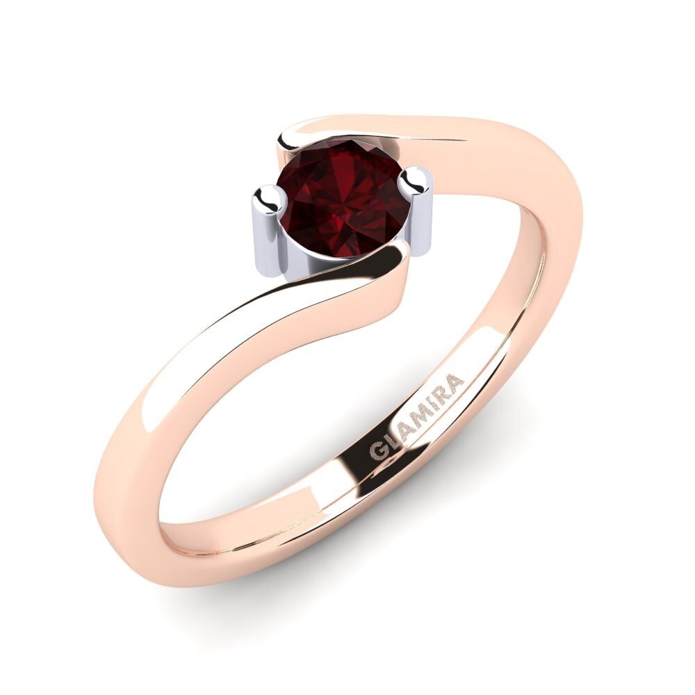 9k Oro Rosa & Blanco Granate Anillo de compromiso Bridal Element