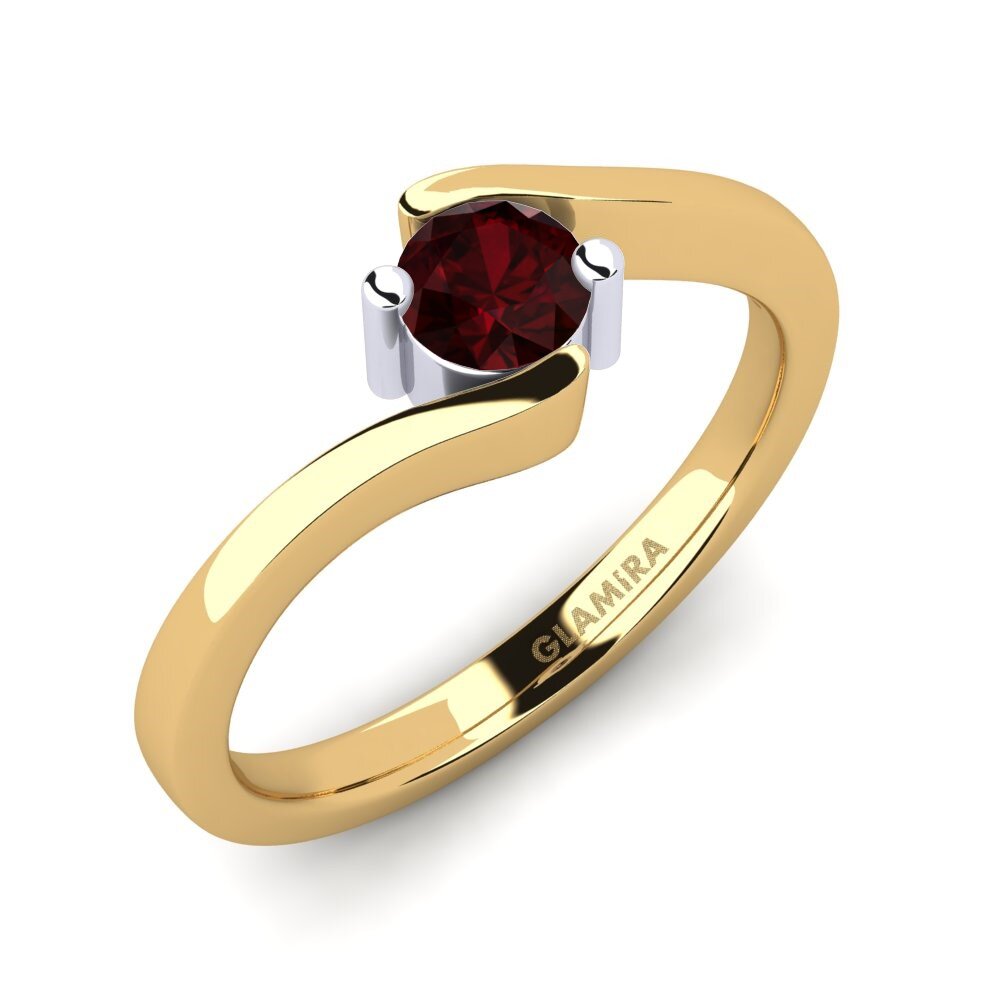 14k Oro Amarillo/Blanco Granate Anillo de compromiso Bridal Element