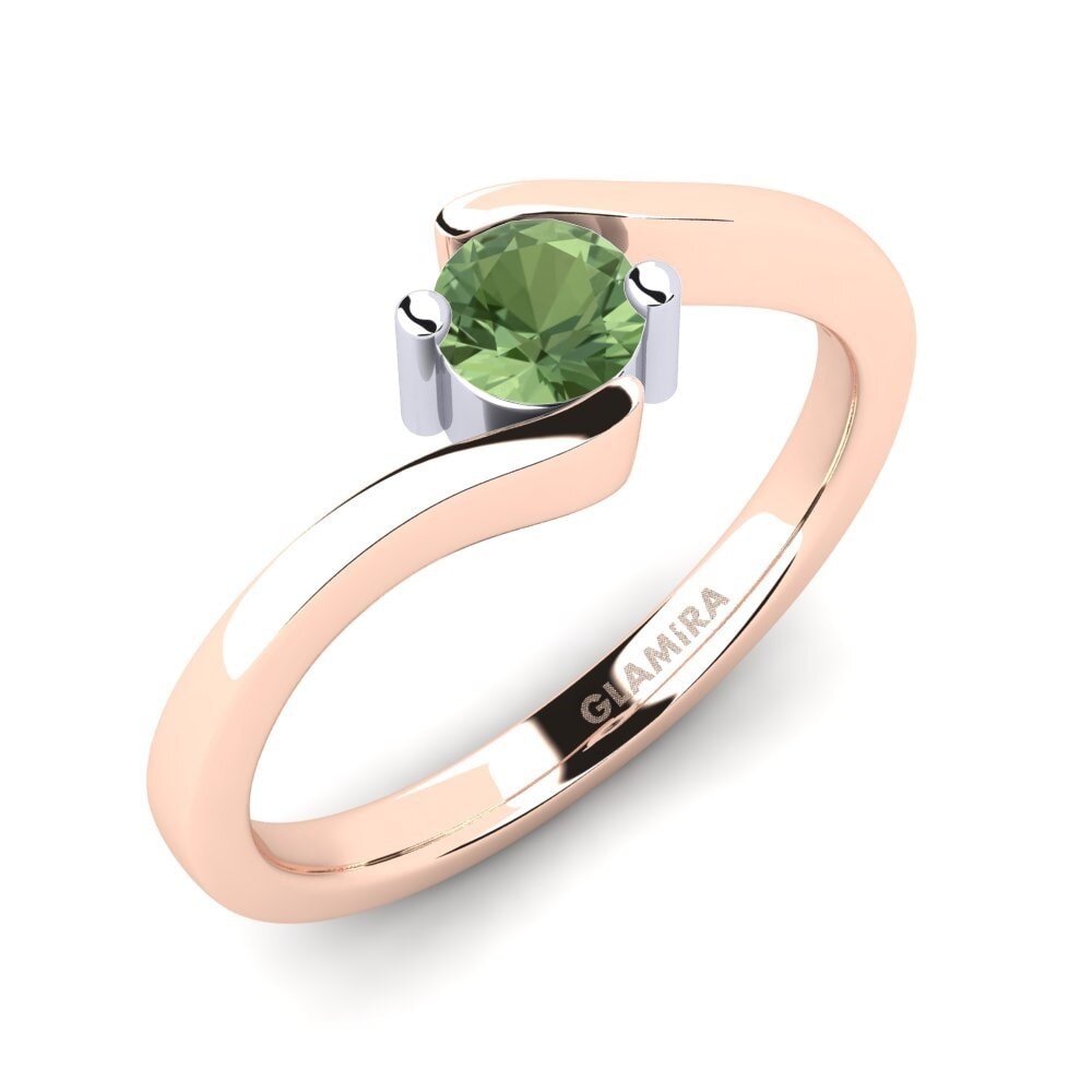 14ct Rose & White Gold Green Sapphire Engagement Ring Bridal Element
