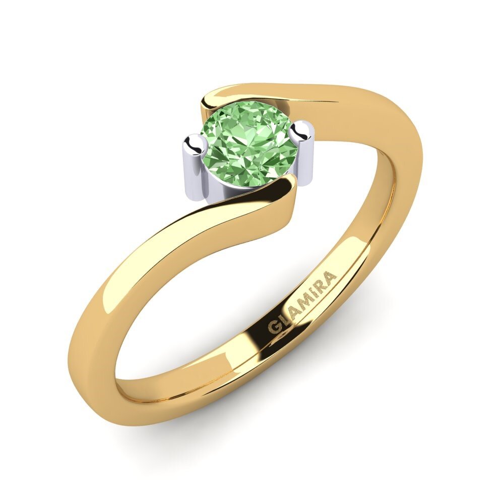 9ct Yellow & White Gold Green Diamond Engagement Ring Bridal Element