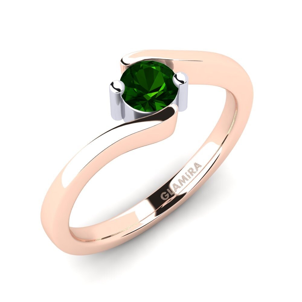 14ct Rose / White Gold Green Tourmaline Engagement Ring Bridal Element