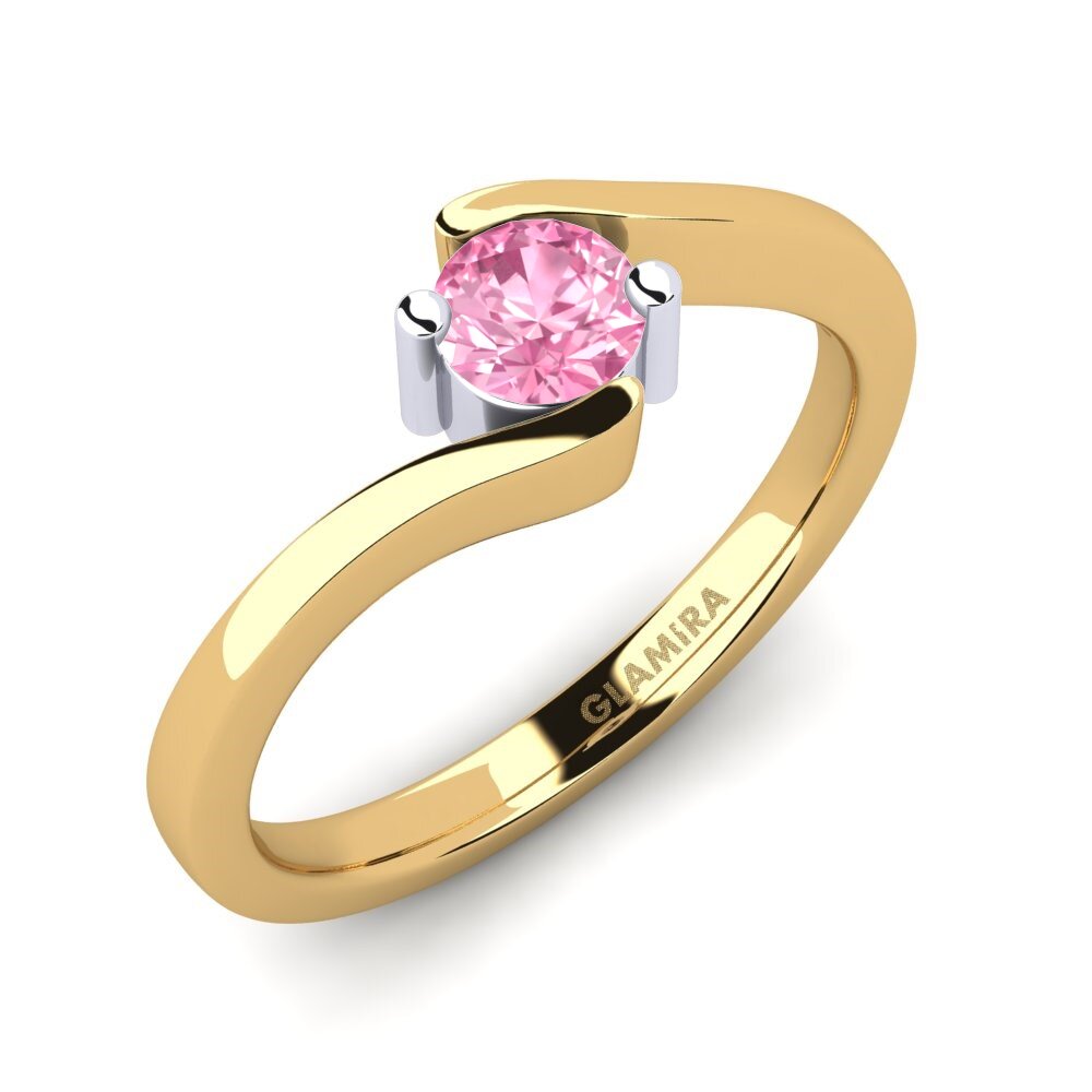 14K Geel & Wit Goud Roze Saffier Verlovingsring Bridal Element