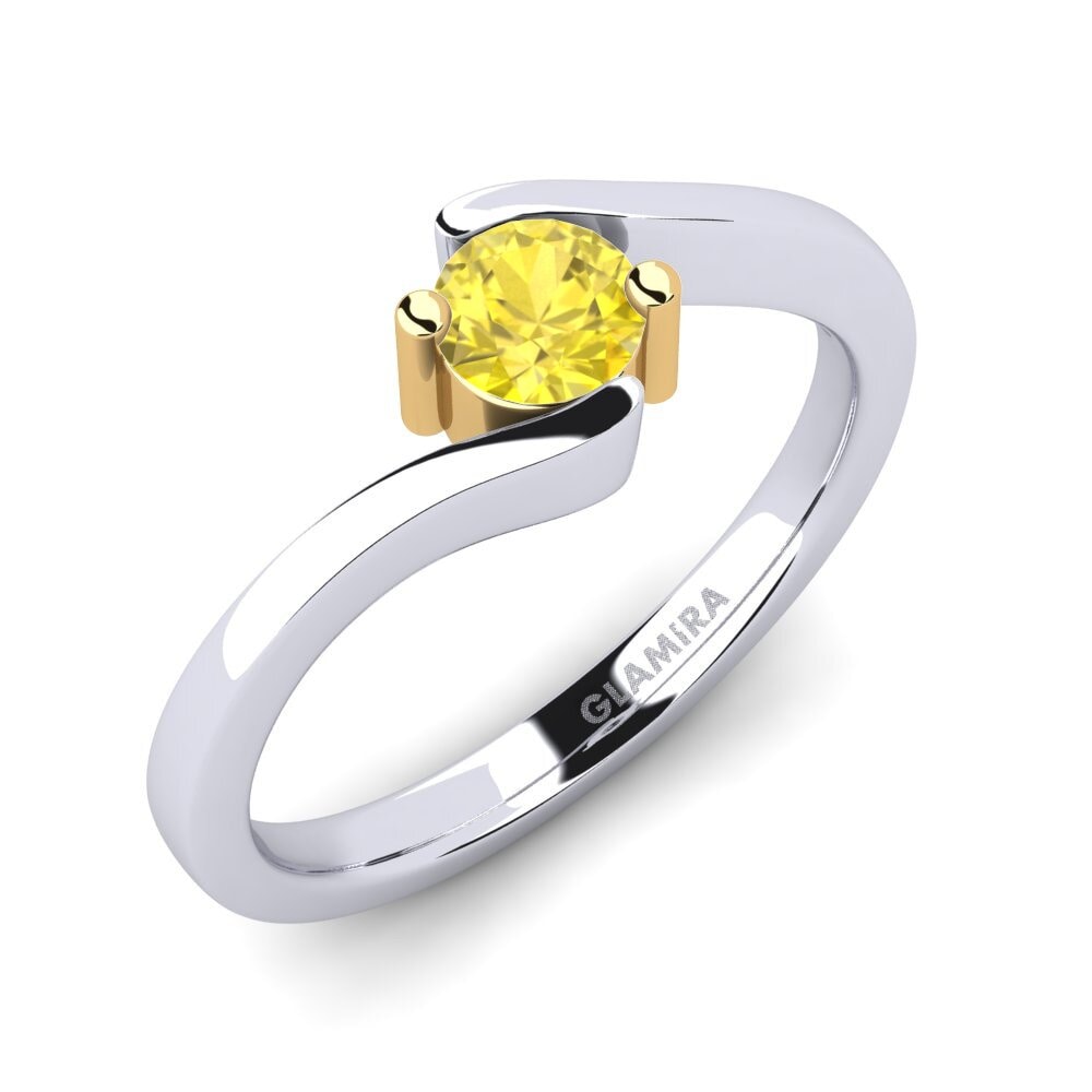 14ct White / Yellow Gold Yellow Sapphire Engagement Ring Bridal Element