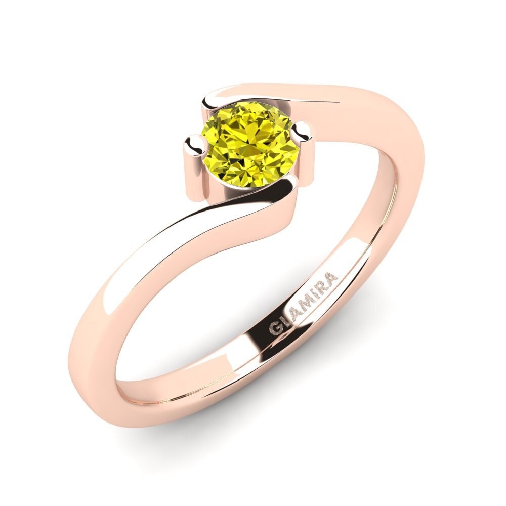 14ct Rose Gold Yellow Diamond Engagement Ring Bridal Element