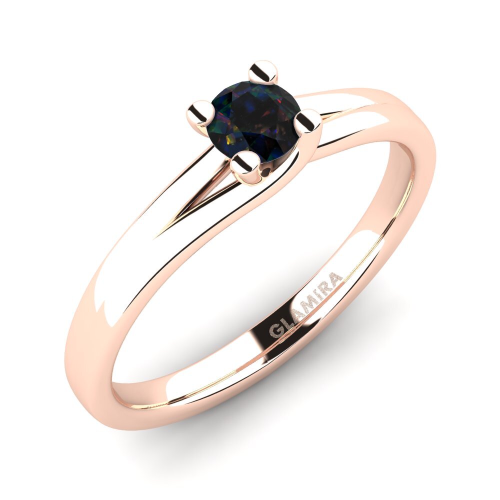 18k Oro Rosa Opalo Negro Anillo de compromiso Bridal Heaven