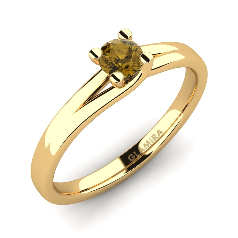 14K Yellow Gold Brown Zircon Engagement Ring Bridal Heaven