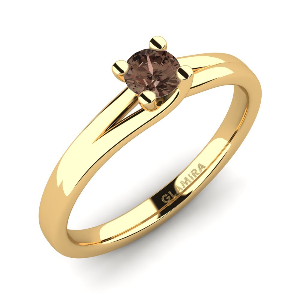 18k Oro Amarillo Cuarzo humo Anillo de compromiso Bridal Heaven