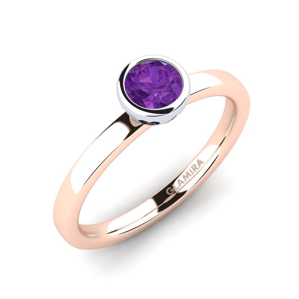 14ct Rose / White Gold Amethyst Engagement Ring Bridal Passion 0.5 crt