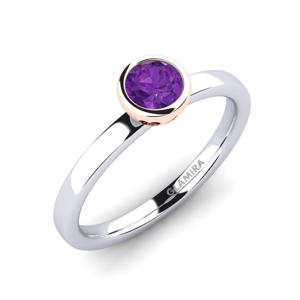 14ct White / Rose Gold Amethyst Engagement Ring Bridal Passion 0.5 crt