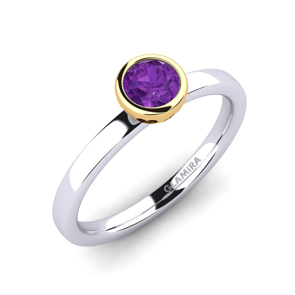 14ct White / Yellow Gold Amethyst Engagement Ring Bridal Passion 0.5 crt