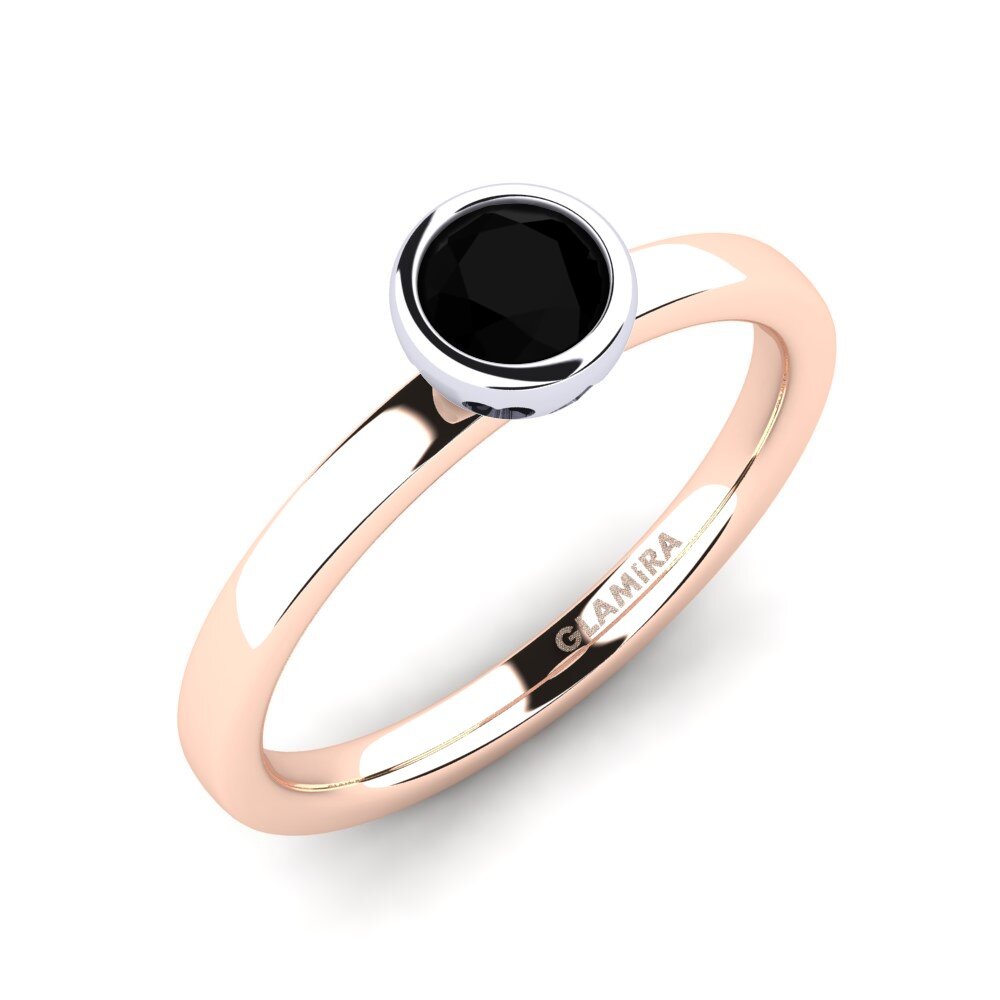 14ct Rose / White Gold Black Onyx Engagement Ring Bridal Passion 0.5 crt
