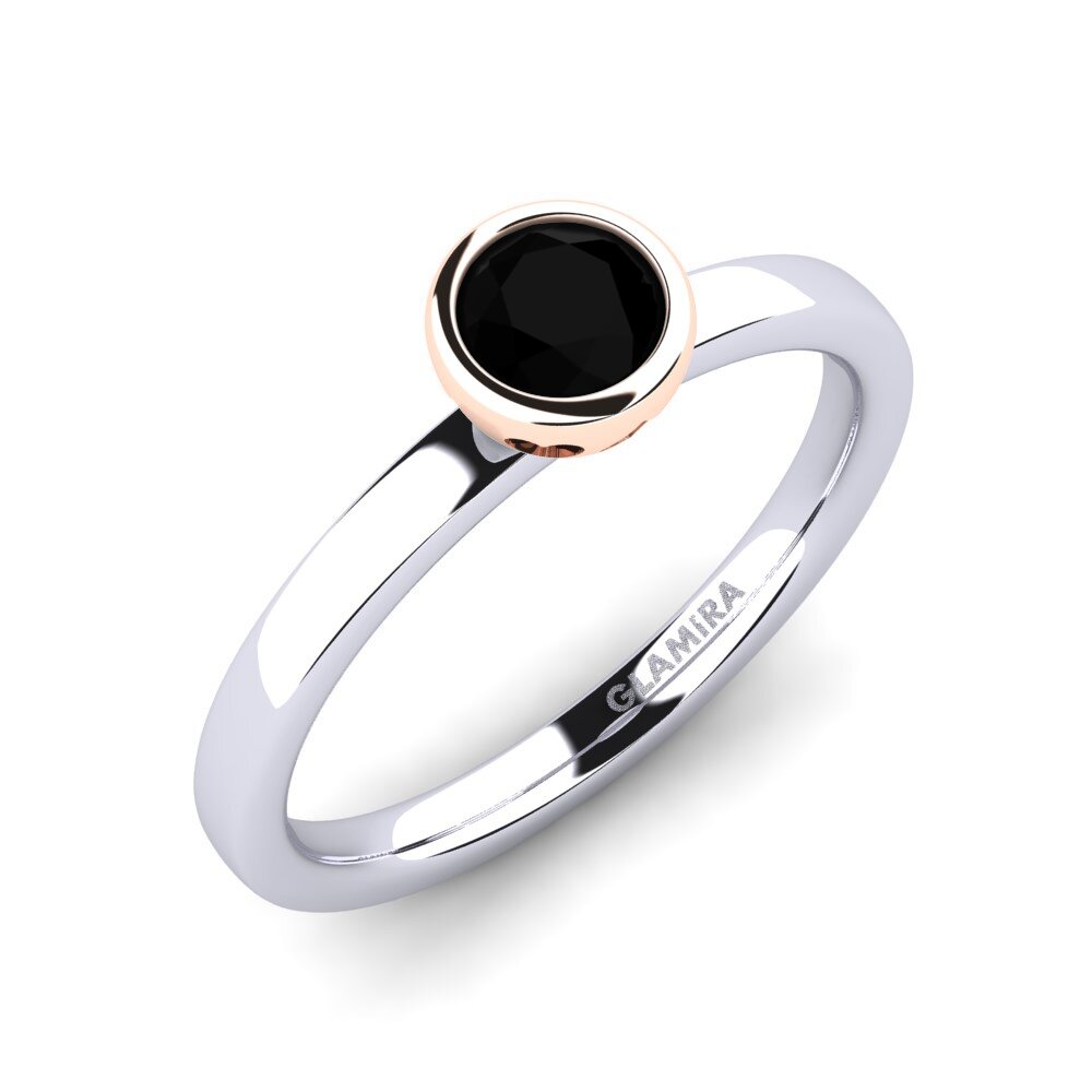 14ct White / Rose Gold Black Onyx Engagement Ring Bridal Passion 0.5 crt