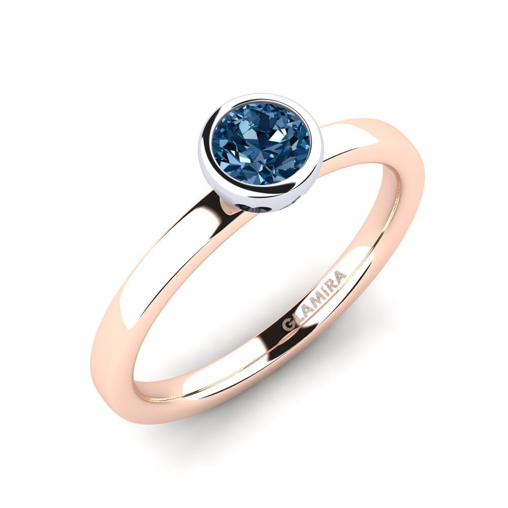 14ct Rose / White Gold Blue Diamond Engagement Ring Bridal Passion 0.5 crt