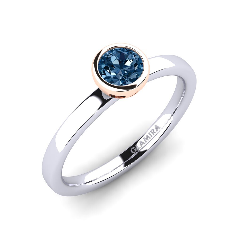 14ct White / Rose Gold Blue Diamond Engagement Ring Bridal Passion 0.5 crt