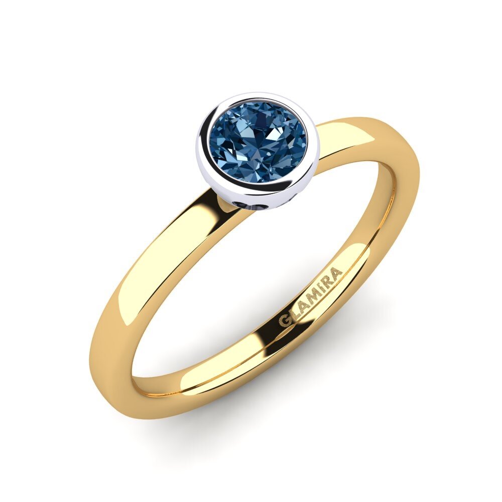 14ct Yellow / White Gold Blue Diamond Engagement Ring Bridal Passion 0.5 crt