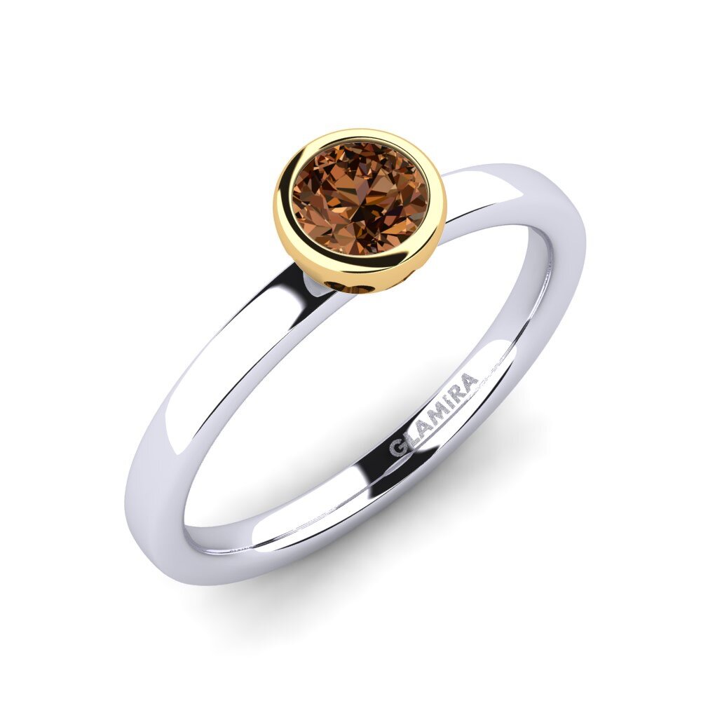 14ct White / Yellow Gold Brown Diamond Engagement Ring Bridal Passion 0.5 crt