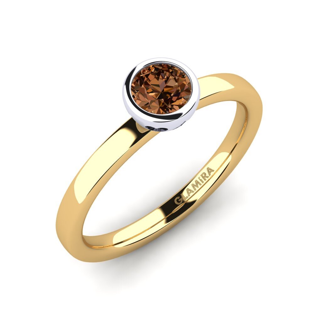 14ct Yellow / White Gold Brown Diamond Engagement Ring Bridal Passion 0.5 crt
