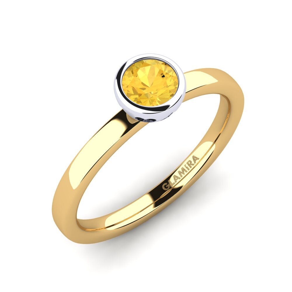 14ct Yellow / White Gold Citrine Engagement Ring Bridal Passion 0.5 crt