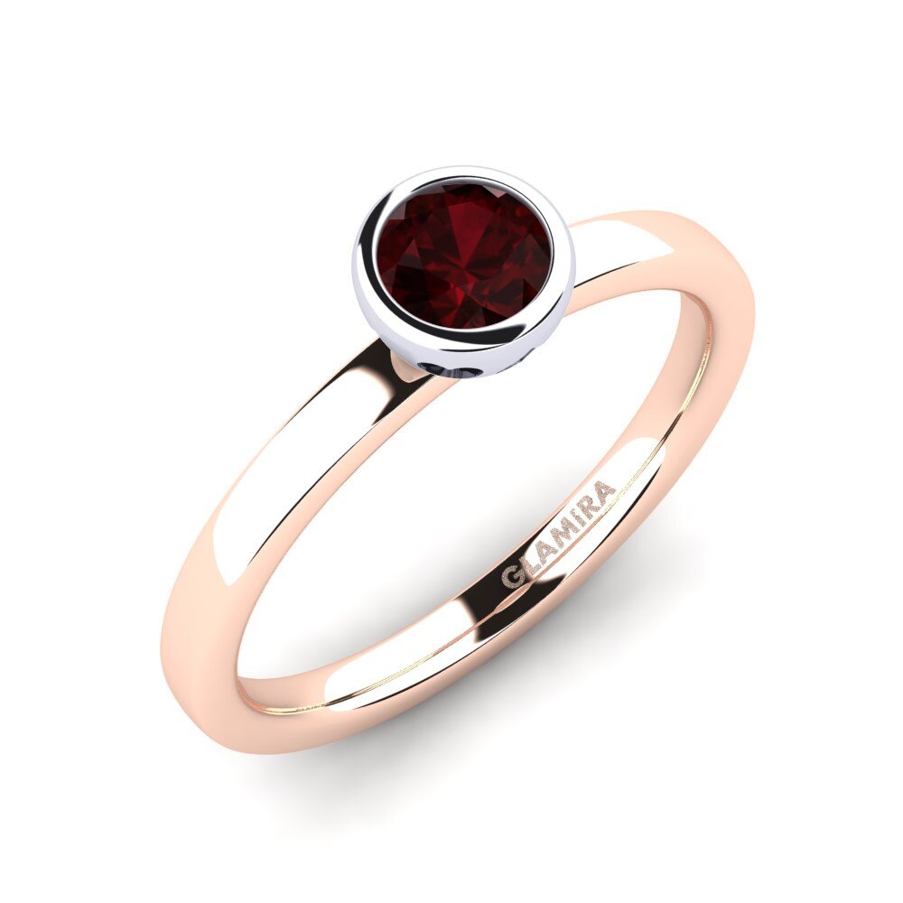 9ct Rose / White Gold Garnet Engagement Ring Bridal Passion 0.5 crt