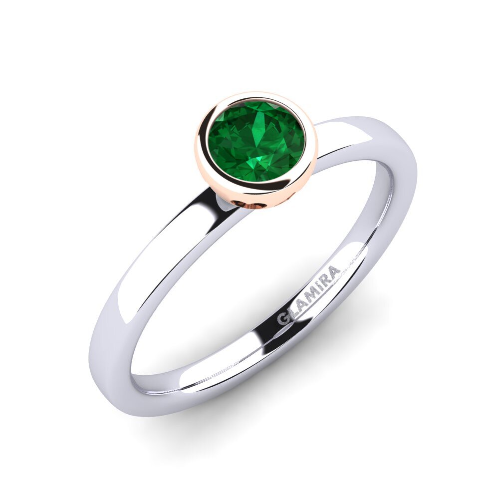 9ct White / Rose Gold Emerald (Lab Created) Engagement Ring Bridal Passion 0.5 crt