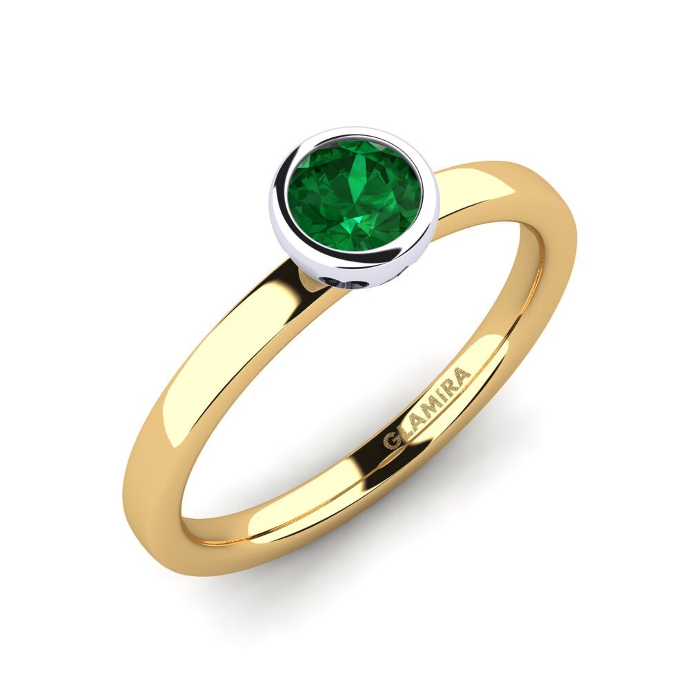 14ct Yellow / White Gold Emerald (Lab Created) Engagement Ring Bridal Passion 0.5 crt