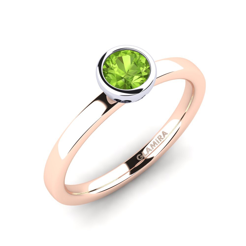 14ct Rose / White Gold Peridot Engagement Ring Bridal Passion 0.5 crt