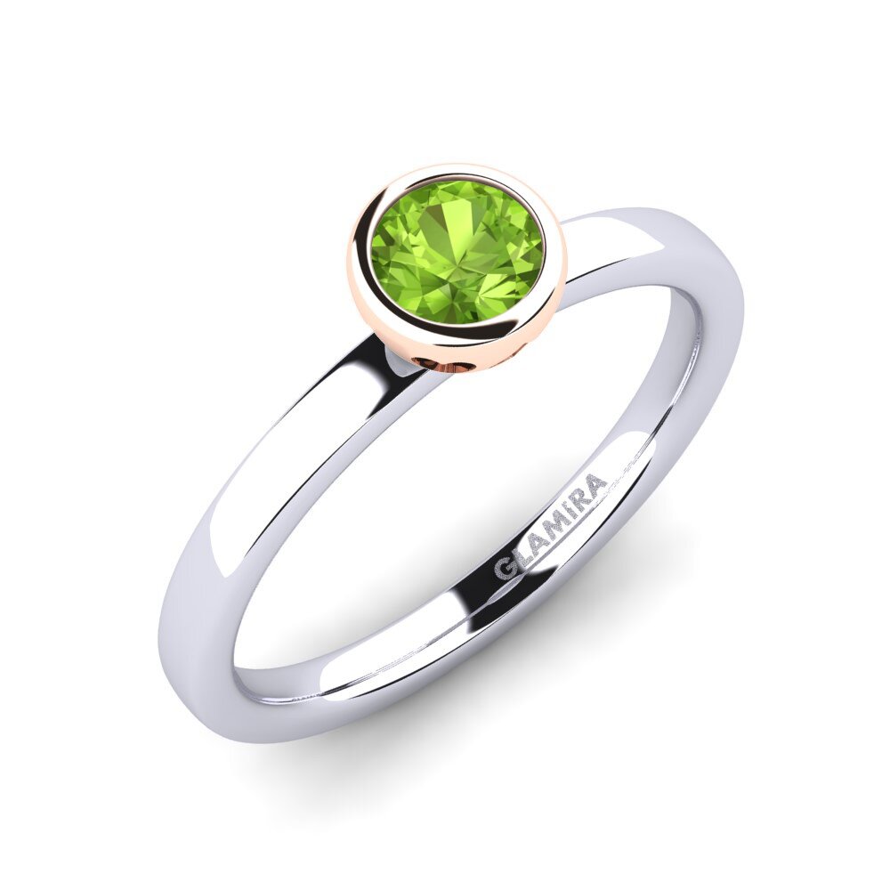 14ct White / Rose Gold Peridot Engagement Ring Bridal Passion 0.5 crt