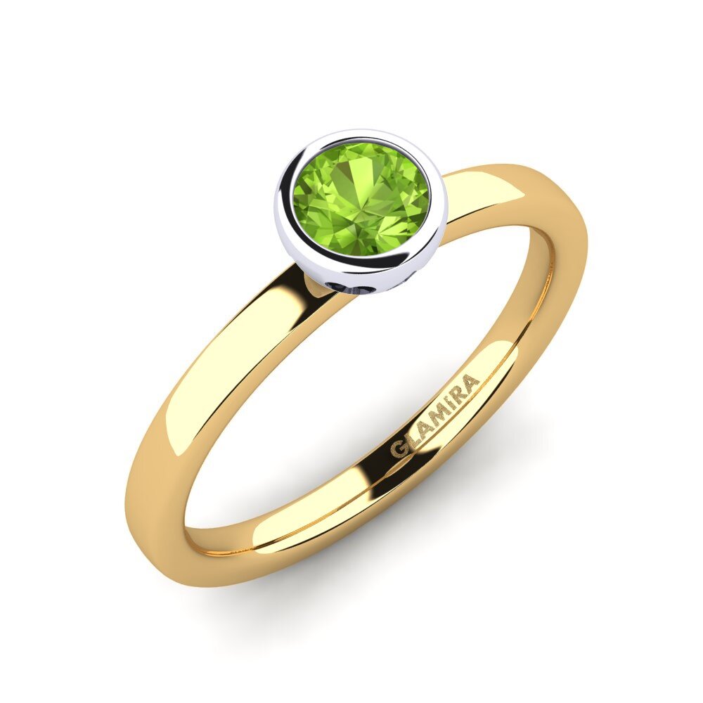 14ct Yellow / White Gold Peridot Engagement Ring Bridal Passion 0.5 crt