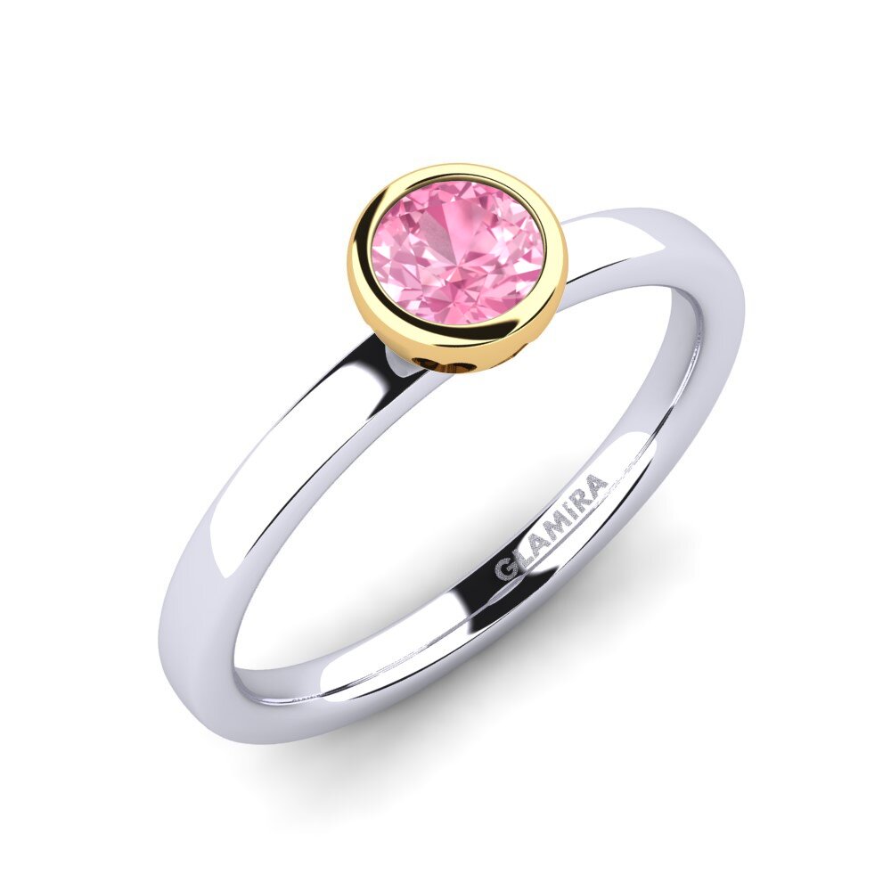 14ct White / Yellow Gold Pink Sapphire Engagement Ring Bridal Passion 0.5 crt