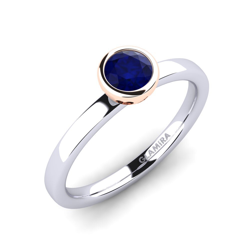 14ct White / Rose Gold Sapphire Engagement Ring Bridal Passion 0.5 crt