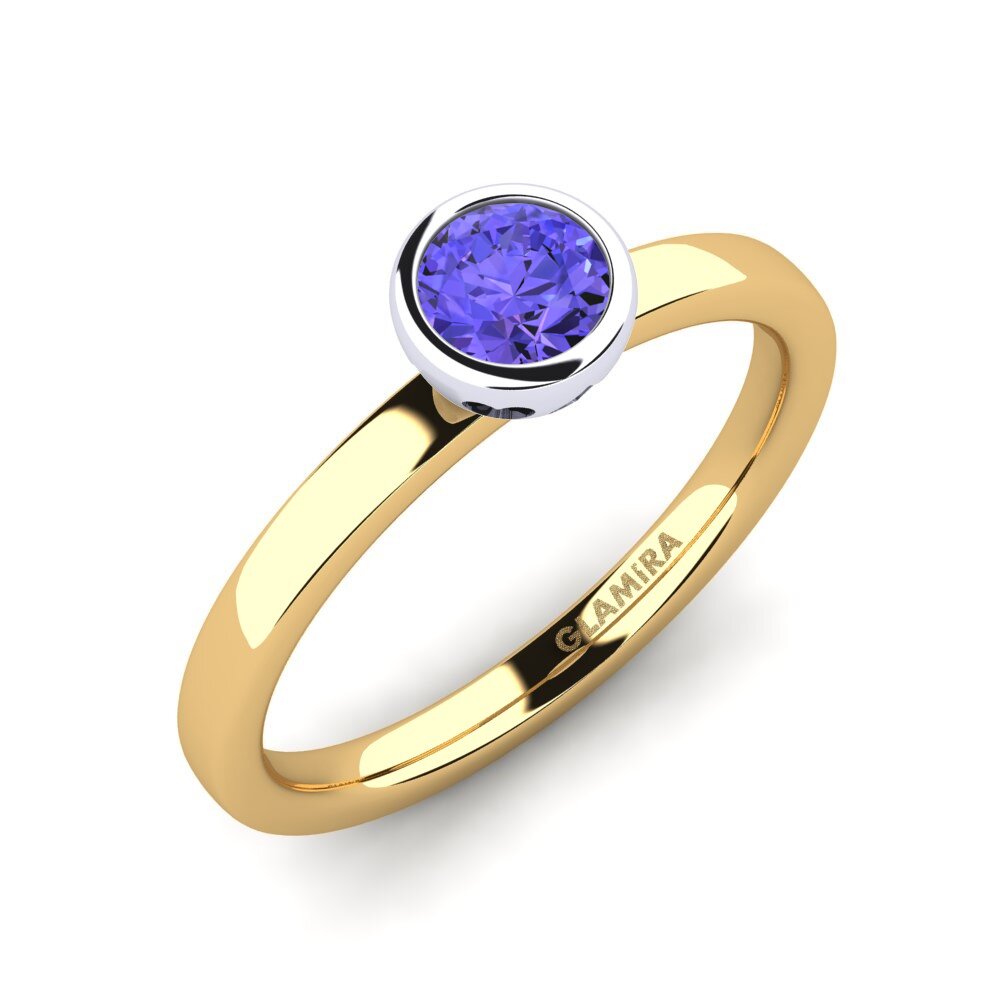 14ct Yellow / White Gold Tanzanite Engagement Ring Bridal Passion 0.5 crt