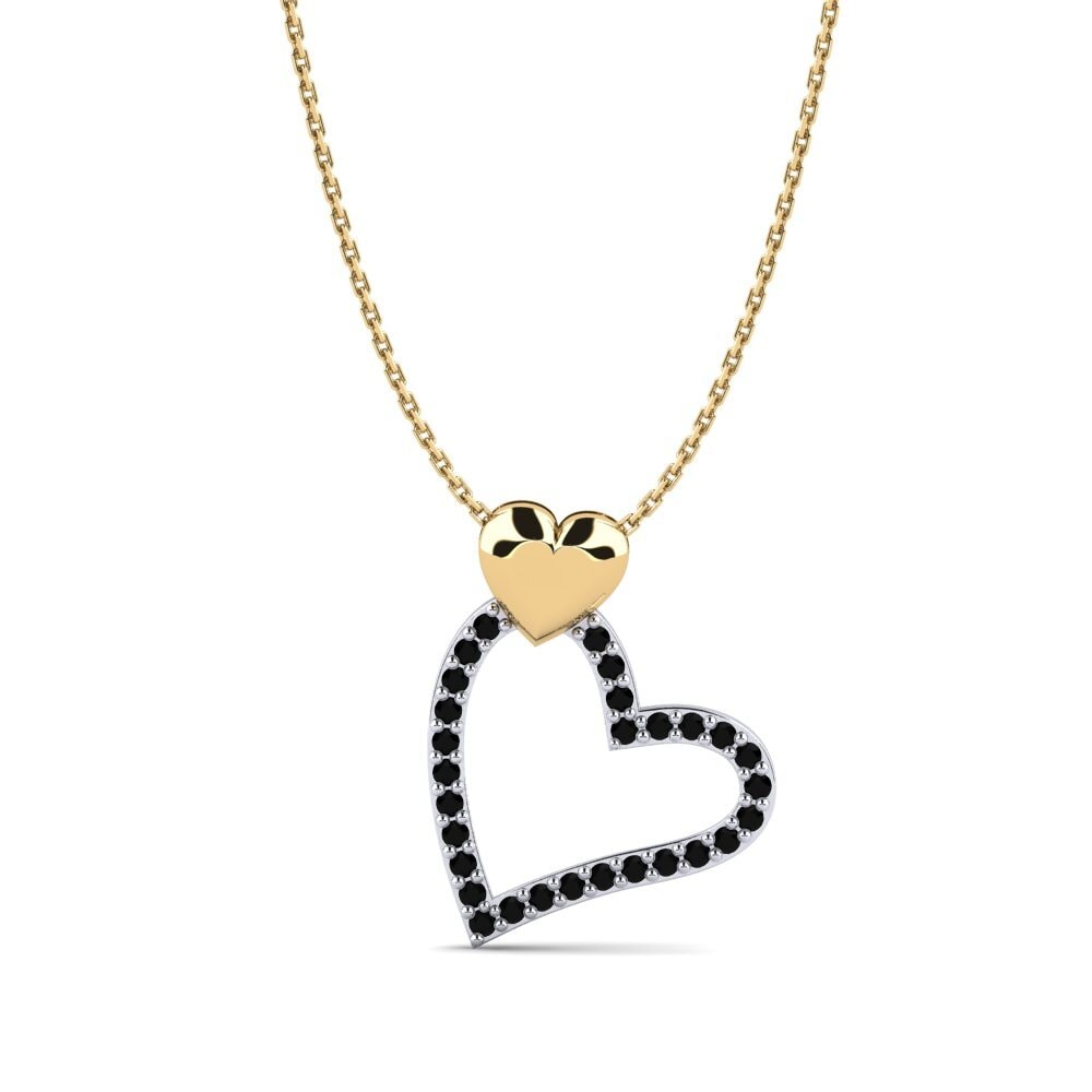 14ct Yellow & White Gold Black Sapphire Women's Necklace Brylee