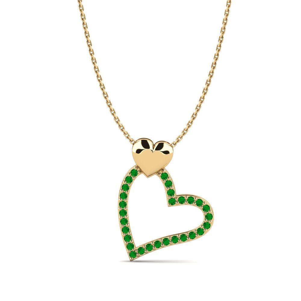 14k Yellow Gold Emerald Women's Necklace Brylee