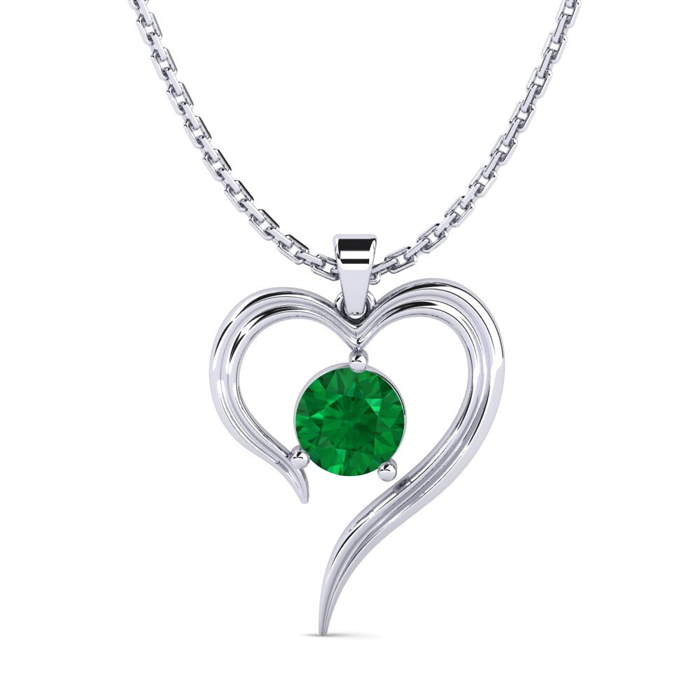 Plata 925 Esmeralda (creada en laboratorio) Colgante de Mujer Buidhe