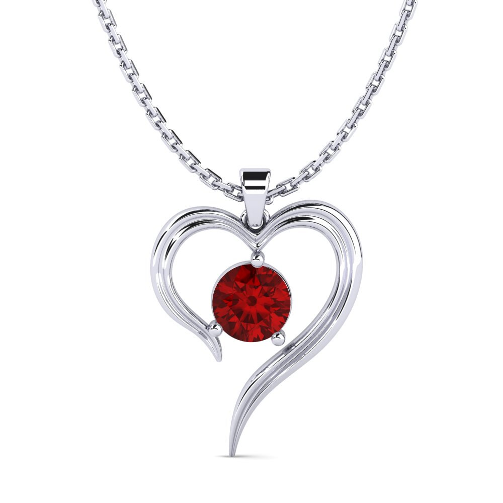 Plata 925 Rubí (Creado en laboratorio) Colgante de Mujer Buidhe