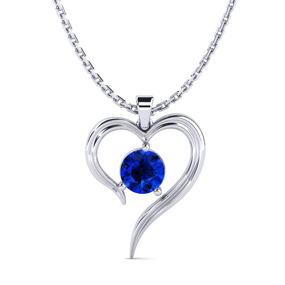 Plata 925 Safiro (Creado en Laboratorio) Colgante de Mujer Buidhe