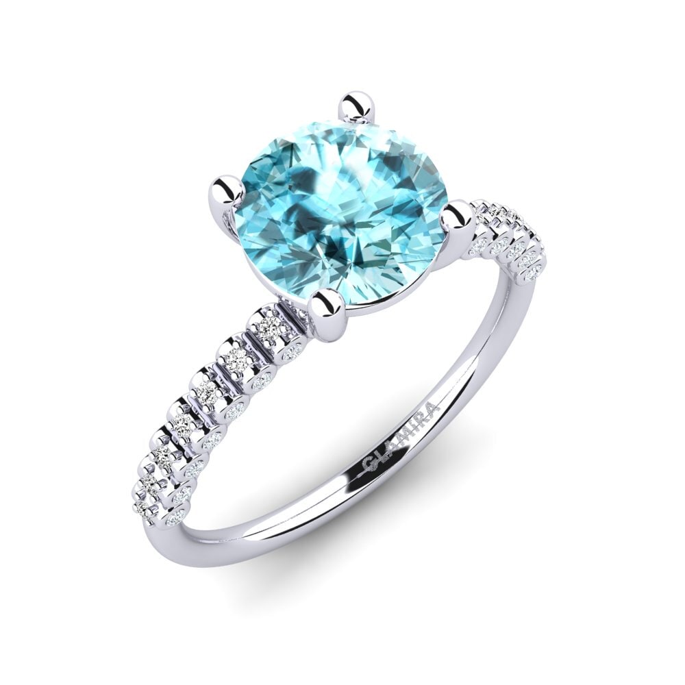 Circón Azul Anillo de compromiso Cannoli 2.0 crt