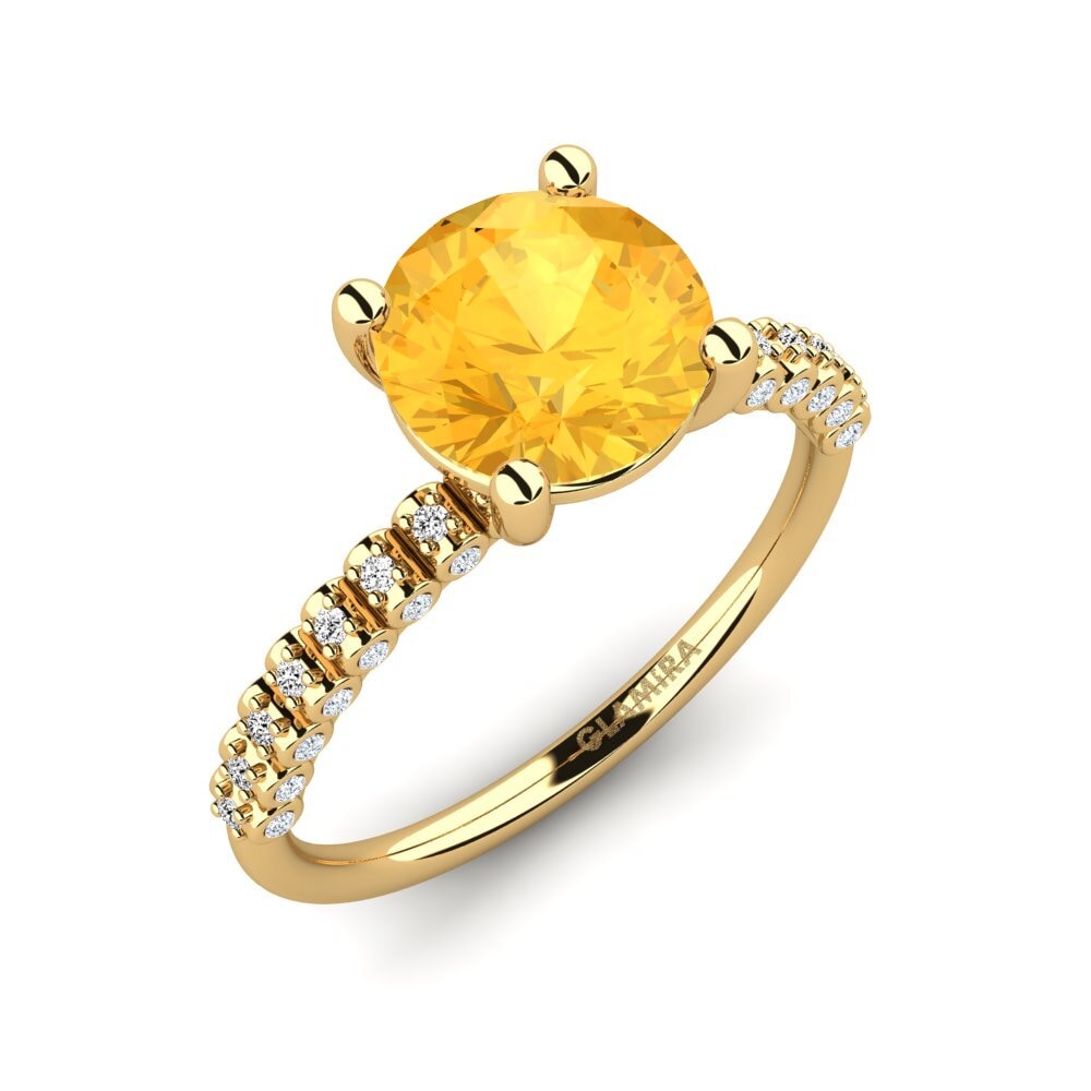 14k Oro Amarillo Citrino Anillo de compromiso Cannoli 2.0 crt
