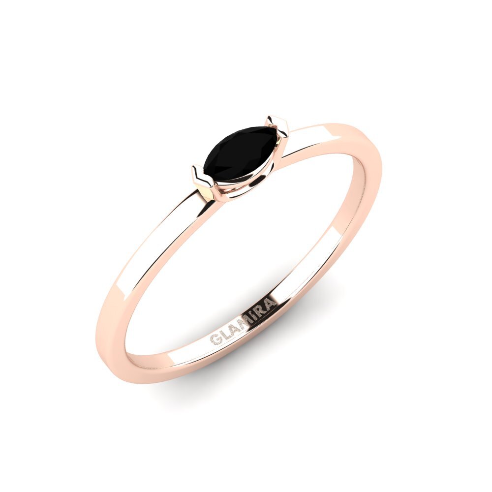 Or rose 585 Diamant Noir Bague de fiançailles Carcason