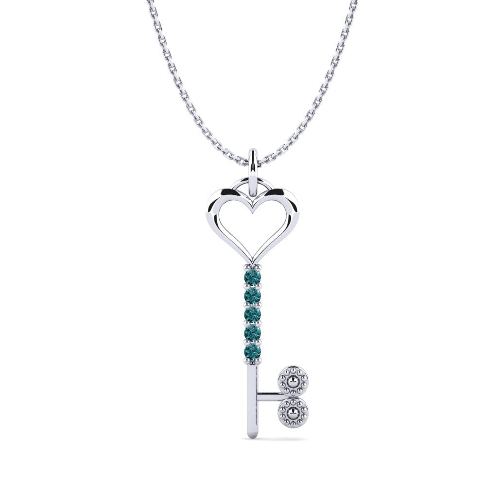 950 Platin Blauer Diamant Damen anhänger Celise