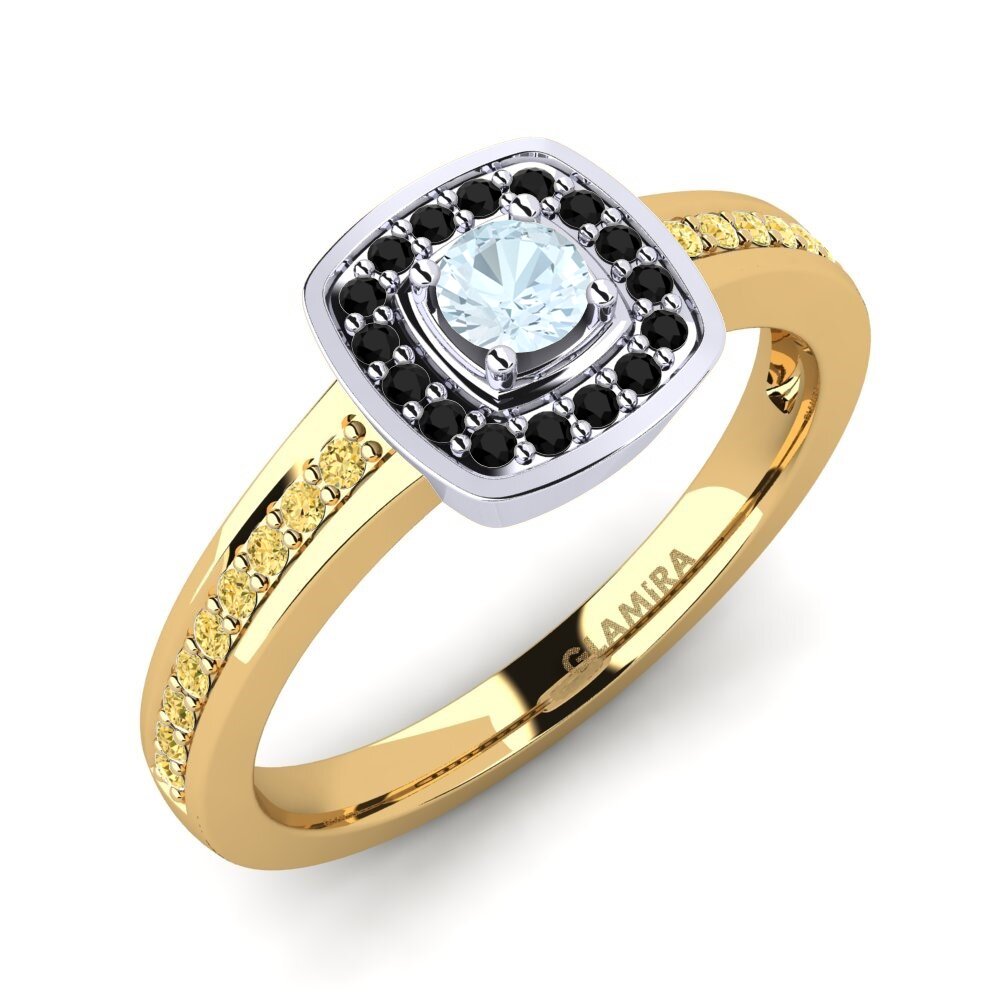 14ct Yellow & White Gold Aquamarine Engagement Ring Claire