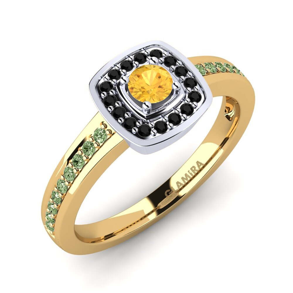 14k Oro Amarillo & Blanco Citrino Anillo de compromiso Claire