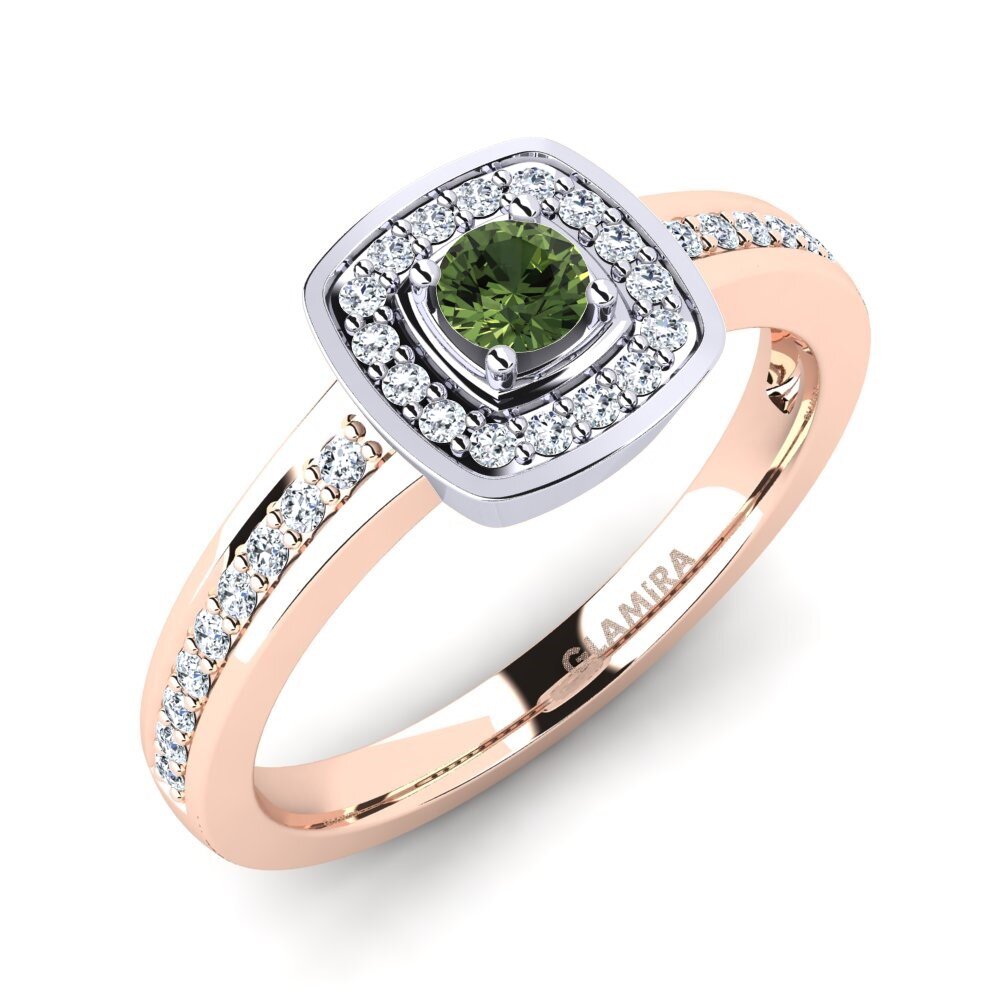 14ct Rose & White Gold Green Sapphire Engagement Ring Claire