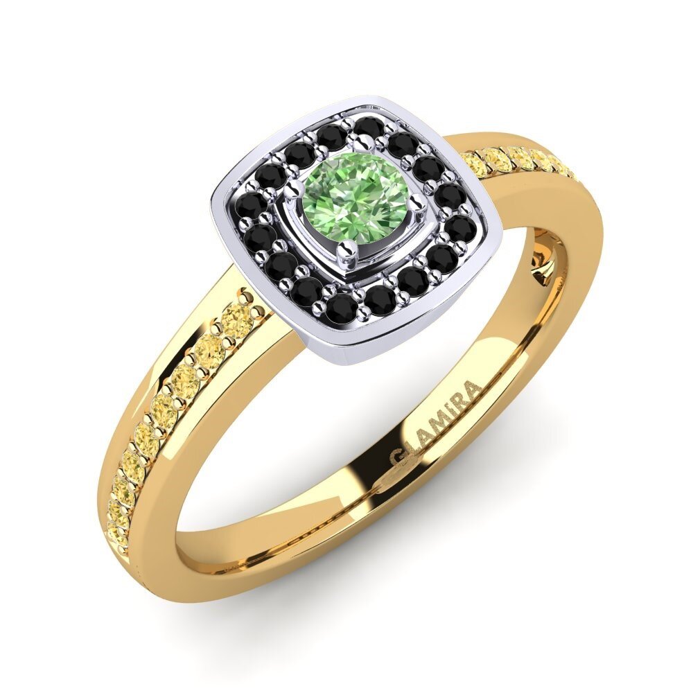 18k Oro Amarillo & Blanco Anillo de compromiso Claire