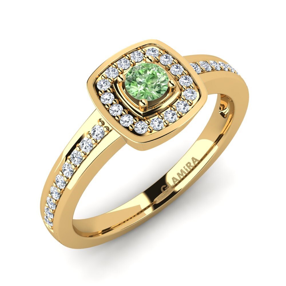 Gelbgold 375 Grüner Diamant Verlobungsring Claire