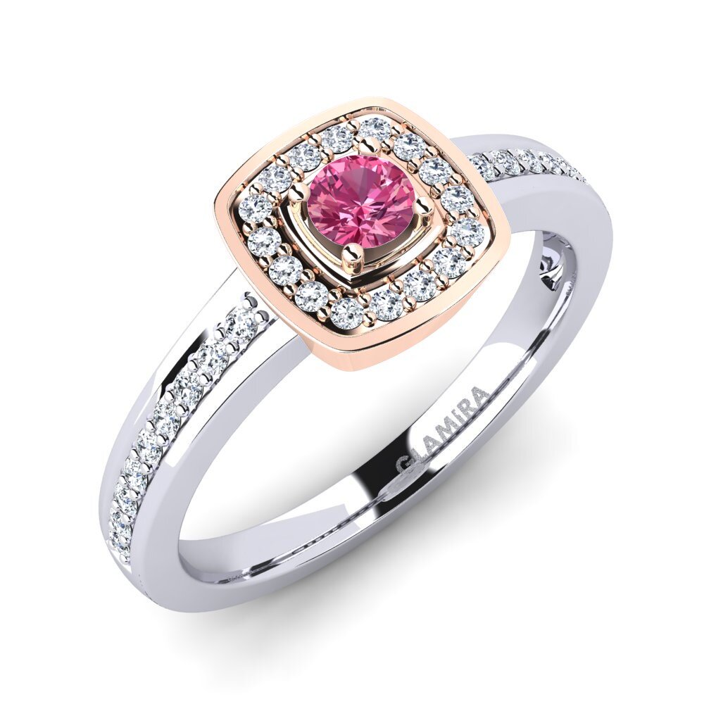 14ct White & Rose Gold Pink Tourmaline Engagement Ring Claire