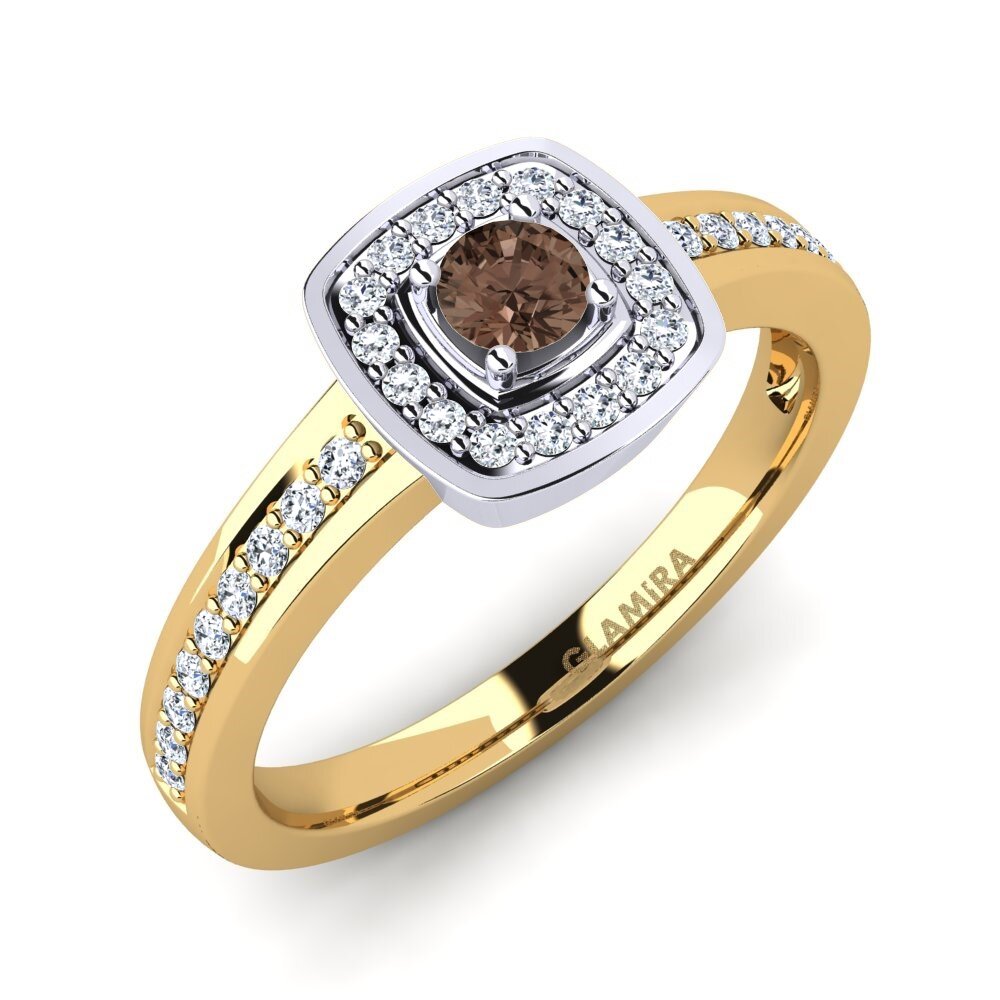 14ct Yellow & White Gold Smoky Quartz Engagement Ring Claire