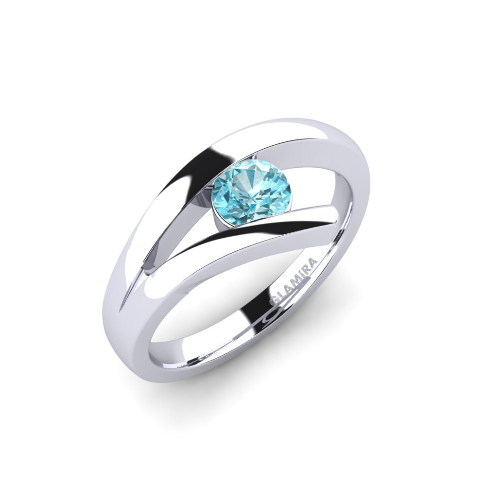 Blue Zircon Engagement Ring Clara 0.5 crt