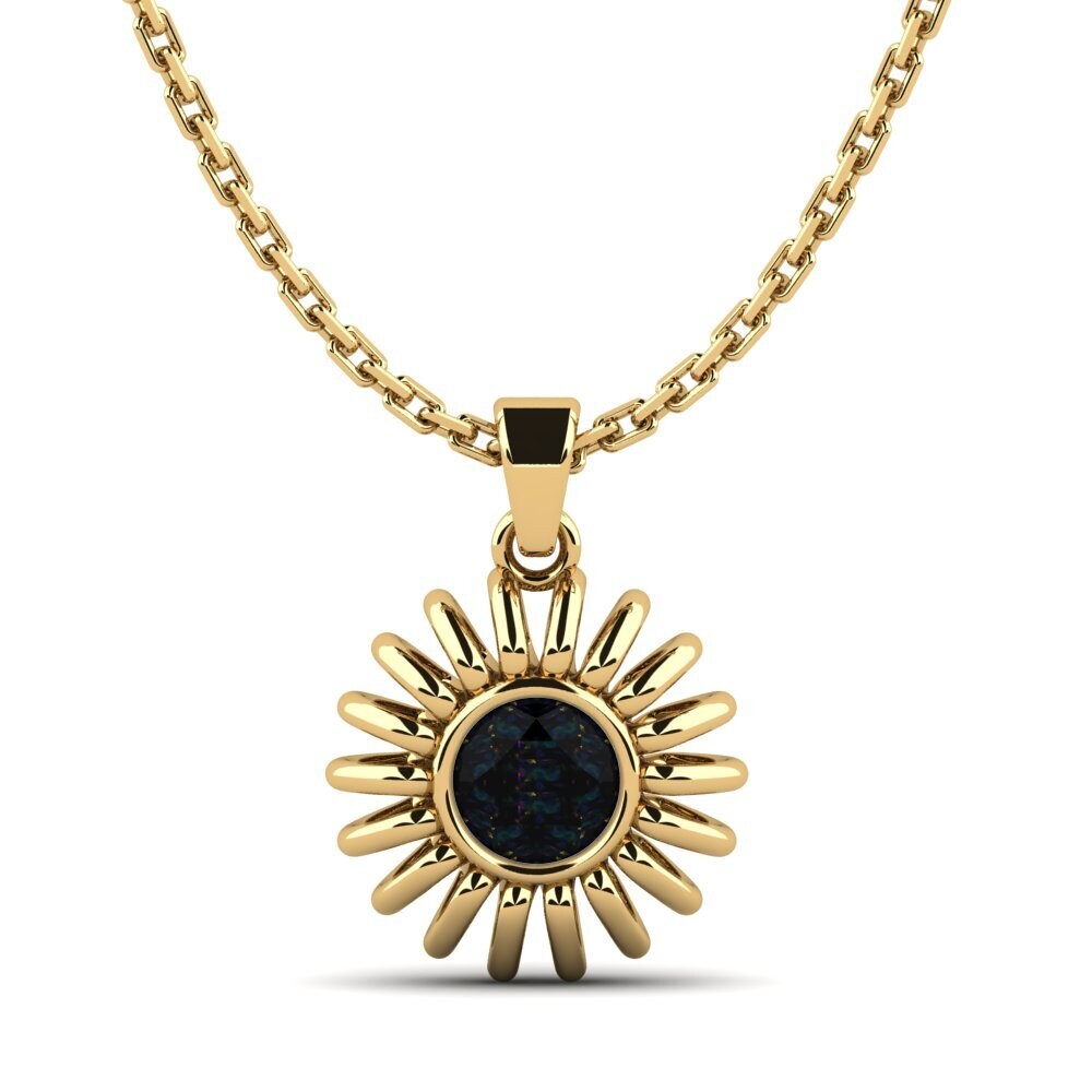 14k Oro Amarillo Opalo Negro Colgante de Mujer Coble